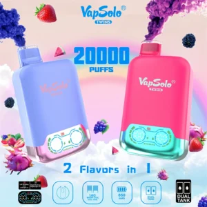 Vapsolo Twins Shisha 20000 Puffs Disposable Vape Wholesale 650mAh Rechargeable Battery 30ML E-Liquid Bulk Buy Wholesale