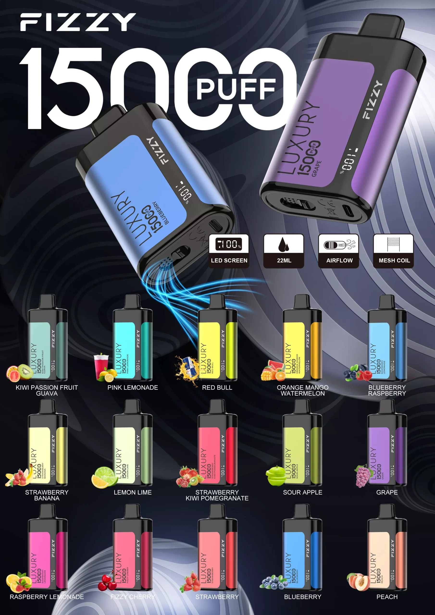 Buy Fizzy E-Cigarette Packs in Bulk Fizzy Luxury 15000 Puffs